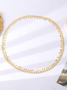 1 pieza Cadena corporal estilo marroquí chapada en oro, joya para bata nupcial con colgante de gota, accesorio de moda para mujer
