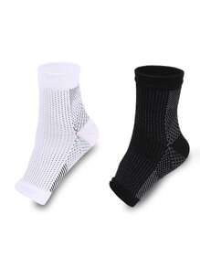 1 Pair Unisex Black/White Breathable Mesh Mid-Calf Socks, Non-Slip Running Fitness Moisture Wicking Elastic Athletic Socks