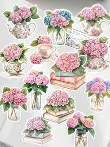 Set da 17 pezzi di adesivi vintage di cartoni animati, fiori, girasoli, rose, per fai-da-te, scrapbooking, album, junk, planner, diario, decorazioni per la scuola, articoli per il ritorno a scuola