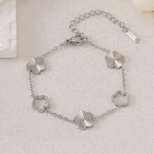 1pc Stainless Steel Flower Design Minimalist Fashion Bracelet For Women - Multicolor - View 16