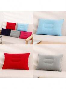 2/1 pieza Almohada de aire inflable rectangular para camping al aire libre, cojín de camping, almohada inflable acolchada para viaje (color aleatorio, 1 pieza)