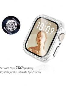 4 Packs Bling Case Crystal Rhinestone Protector Bumper With Screen Protector Compatible With Apple Watch Cover For Apple Watch Series Ultra/SE/10/9/8/7/6/5/4, Compatible With Apple Watch Case 40/41/42/44/45/46/49mm, Protective Face Cover Sparkling