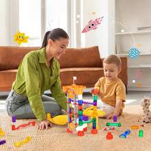 Marble Run Set, 153 PCS With Motorized Elevator, With 30 Plastic Marbles, Marble Maze Building Block Brain Game, Educational Learning Race Track STEM Toys, For Kids, Boys, Girls Ages 3 + Years - 153 PCS - View 1
