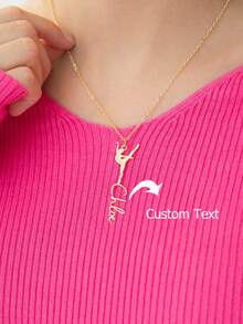 Individualisierte Tänzer Namenskette, personalisierte Gymnastik Namensplakette Kette für Frauen, Edelstahl Schmuck, Ballet Buchstaben Choker, Tanz Form Accessoires - tolles Geschenk für tanzende Freunde - Verschiedenfarbig - Übersicht 1