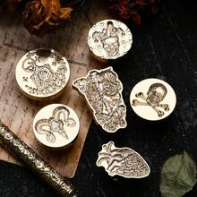 1pc NEW DARK SERIES Series Wax Seal Stamp, Vintage Sealing Stamp Head, Removable Brass Material, Fire Paint Seal Head For Wedding Invitations Gift Packaging Scrapbooking, DIY Handmade Gift Decoration, Cutting And Pasting Invitation Letter School Supplies, Back To School