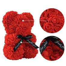 2/1pc, 9.25*15.5inch Rose Bear Figurine Mini Foam Bear Cute Home Decor, Romantic Artificial Flower Design, Suitable For Mother's Day, Father's Day, Graduation, Valentine's Day, Wedding Party, Birthday, Window & Tabletop Decor, Perfect Gift For Family & Friends - Multicolor - View 12