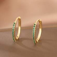 ​​病毒彩虹锆石环状耳带 - 铜基街头潮流耳夹（多色棱镜闪光，适合嘻哈/锐舞场景）​​ - 彩色 - 查看 5