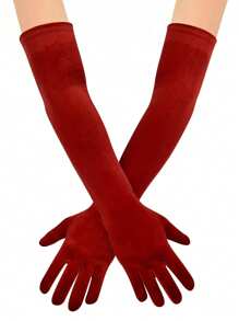 1 Pair Women Long Velvet Gloves, Multi-Color, Suitable For Formal Occasions, Wedding, Party, Elegant Decor, Warm