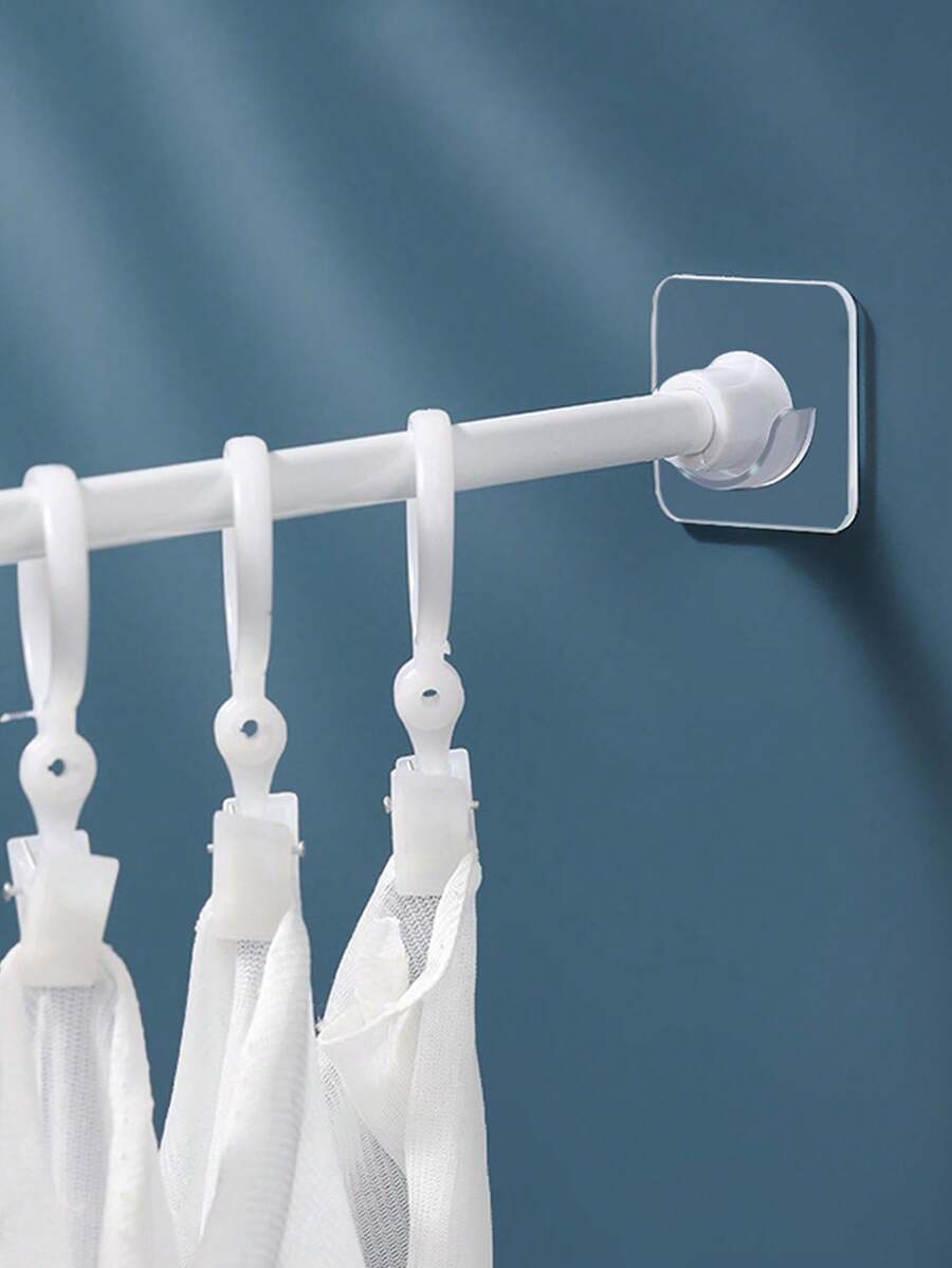 2/4/6/8/10pcs Transparent Shower Curtain Rod Bracket, Punch-Free Bathroom Curtain Rod Bracket, Curtain Rod Fixing Hook, Door Curtain Rod Bracket Accessories, Bathroom Shower Small Accessories, Shower Curtain Rod Self-Adhesive Hook Bracket,Versatile Key Holder,Towel Bar Clip, Buckle, Kitchen Rack Buckle, Door Hook Bathroom Accessories Bathroom Tools