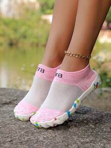 ZVB Couple's Aqua Shoes Suitable For Barefoot Lovers, Swimming, Diving, Soft-Soled Women's Beach Shoes, Outdoor Quick-Drying Summer Sandals, Fishing Water Shoes, Non-Slip Breathable Water Shoes - 粉色 - 查看 2