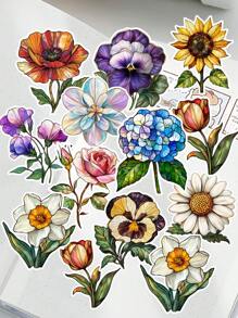 Set da 17 pezzi di adesivi vintage di cartoni animati, fiori, girasoli, rose, per fai-da-te, scrapbooking, album, junk, planner, diario, decorazioni per la scuola, articoli per il ritorno a scuola