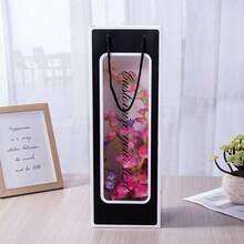 1pc Customized Text Wine Bottle Storage Gift Bag, Holiday Party & Daily Wine Bottle Carrying Bag With Transparent Window For Single Bottle Wine Gift Packaging