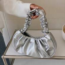 [Bolso de mano elegante] Bolso tipo hobo con pliegues en forma de nube | | Cierre magnético, correa arrugada | Bolso de mujer | Para outfits casuales o de noche | Elegante