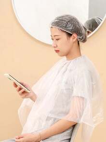 新款10件装一次性理发披肩，染发刘海围裙，家用理发布，适合专业人士和儿童使用，一次性耳罩，防水塑料浴帽，适用于染发、淋浴、水疗浴，可用于美发沙龙，也可作为胡须围裙，胡须收集器，不粘胡须围裙，用于造型和修剪，均码，适合所有人，返校季、旅行度假必备，女士美发配件，头发，美发产品，美发工具，美发用品，理发师，理发配件，理发店，美发设备