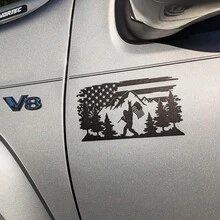 1 Pc Bigfoot US Flag Mountain Tree Lined Vinyl Decal, Die-Cut Mysterious Natural Sticker For Car Truck RV Camper Trailer Caravan - Black - View 5
