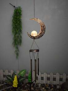 Celestial Solar Wind Chimes Outdoor Decor - Sun Moon Hanging Light With 8 Melodic Tones, Gift-Ready Garden & Balcony Lighting For Holiday Ambiance - Multicolor - View 6