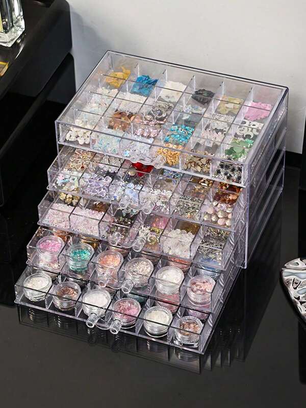 1pc Multi-Functional Desktop Drawer Organizer Box, Large Capacity Makeup Cosmetics Storage Box, Jewelry Organizer, Condiment Bottle Storage Box, For Cosmetics, Skincare, Toiletries, Makeup Brushes, Jewelry, Condiment Bottles, Home, Travel, Desk, Bathroom Organization
