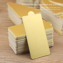 50/100pcs Mini Cardboard Cake Base, Golden Mousse Dessert Board Base, Disposable Paperboard Cupcake Boards, For Wedding Birthday Party Dessert Displays Tray Pastry Plates - Grease Proof & Moisture Resistant Assorted Sizes (Rectangle Square Triangle)