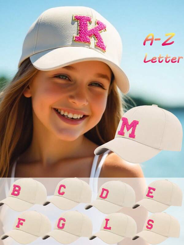 1 peça boné infantil hip hop com letras A-Z bordado boné de beisebol para meninos e meninas chapéu snapback ajustável chapéu de sol casual para atividades ao ar livre chapéu de sol de osso 8-16 anos