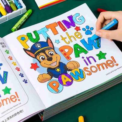 Paw Patrol 1本/4本旺旺团队绘画书、涂色书、旺旺团队绘画书、启蒙涂色画册，非常适合节日、粉丝、学校、送礼（款式随机）