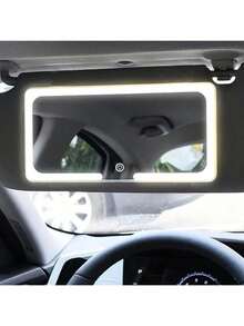 320mAh LED Lighted Car Visor Makeup Mirror, Rechargeable Vanity Mirror With Touch Control 3 Lighting Modes, Clip-On Rearview Mirror Makeup Mirror, Suitable For All Vehicles, Universal Car Interior Accessory - Ideal Christmas Gift, Perfect Valentine's Day Gift - White - View 3