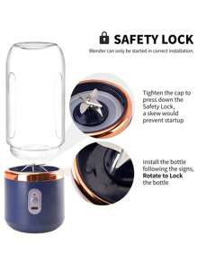 2 Pcs Portable Blender Mini 14oz For Juices & Smoothies With 6 Blades Puwerful Performances Fusion Blender, USB Rechargeable, Lid, Plastic Cups Included, Drop-Resistant And Wear-Resistant. Fit For Travel And Outdoor Activities