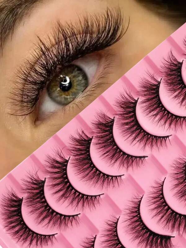 10 Pairs W55 Cat Eye False Eyelashes | 6-14mm Mixed Length Customizable Set | D Curl Fluffy & Voluminous | European Style 3D Glam Sparkling Eyes | Holiday Gift, Time-Saving & Reusable, Beginner Friendly, DIY To Save Makeup Time