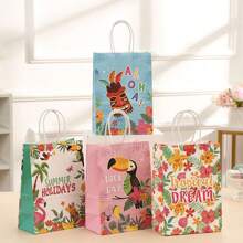 24 piezas/12 piezas/6 piezas/2 piezas Bolsas de regalo con temática hawaiana, bolsas de regalo de papel tropical para fiestas de cumpleaños y de género, suministros para fiestas hawaianas de verano, bolsas de regalo con asas adecuadas para decoraciones de fiesta de cumpleaños aloha