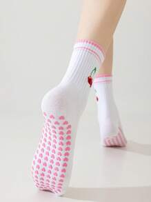 1 paire de chaussettes de yoga Pilates avec antidérapant pour femmes, chaussettes de ballet de longueur d'équipe, chaussettes d'hôpital pour l'entraînement, chaussettes mignonne en silicone résistantes à l'usure et antidérapantes, chaussettes respirantes style cerise pour l'été, chaussettes de danse de gym antidérapantes, chaussettes athlétiques d'équipe adhérentes, chaussettes de sport de fitness antidérapantes, cadeaux pour les amateurs de méditation 6/10/20 pièces