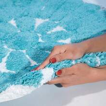 Local Delivery-Flower 2 Pc. White & Lilac Round Bath Rug Set 45952 (24" & 30") - White/Aqua - View 6