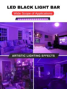 ONELEDWANGRX 2 件 LED 黑光条紫外线灯 1 英尺/30 厘米 Luz 紫外线灯适用于紫外线派对，磁性安装 10W USB 供电紫外线反应壁灯黑灯适用于荧光派对挂毯海报人体彩绘发光派对黑灯派对紫外线灯带适用于橱柜