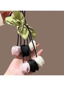 2 件套郁金香花朵发圈，可爱甜美女孩发饰马尾辫发夹，发球 - 彩色 - 查看 7