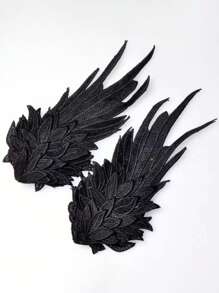 2 pièces Élégants clips pour cheveux ailes d'ange noirs - Design de plumes brillantes, convient pour le cosplay, Halloween et les accessoires photo de fête, cygne noir, décoration photo