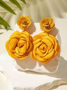 imoli 1 Pair Minimalist Versatile Spring/Summer Polyester Floral Pendant Earrings, Elegant & Romantic, Suitable For Daily Wear And Any Occasion, Perfect Gift