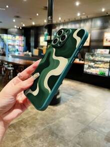 1pc Dark Green Asymmetrical Wave Liquid TPU Shock-Proof Protective Phone Case Suitable For Apple /Android Phones: Galaxy A51 4G/A52/A52s 5G/S23 Ultra/A13 4G/A12, OPPO A54, Apple 15 Pro Max, Galaxy A04E/A05S/A34/S24 Ultra 5G, Redmi Note 13, Galaxy A14/A32 4G