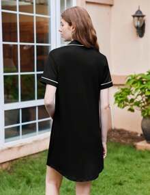 Nightgowns Women Button Down Sleepshirt Short Sleeve Nightshirt Boyfriend Nightdress S-