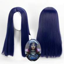 Anime Cosplay Wigs Blue Long Straight Wigs Side Bangs Caitlin Costume Play Wigs Halloween Costumes Hair Cosplay Daily Heat Resistant Synthetic Hair Wigs For Women 60CM