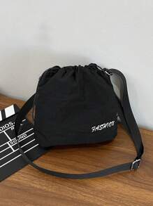 New Summer Nylon Sling Bag - Unique Design Drawstring Shoulder Bag - Japanese Fashionable Pleated Bucket Bag For Women