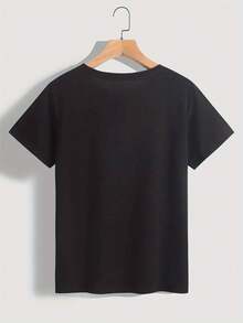 Women's  Round Neck T-Shirt - "Chinga La Migra" Graphic Tee,  Floral Print, Casual Fashion, Perfect For Summer - Black - View 2