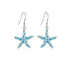 1 Pair Summer Beach Vacation Style Blue Stafish Dangle Earrings For Women Girls,Suitable For Party Gifts Daily Wear