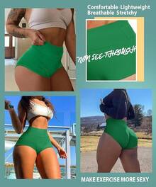 Women's High Waist Yoga Booty Shorts Workout Spandex Dance Hot Pants Butt Lifting Leggings Rave Outfits Customized Christmas New Year - 綠色 - 查看 5