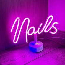 Luz de letreiro LED neon, luz de decoração para salão de beleza com base de toque, lâmpada de atmosfera para design de unhas
