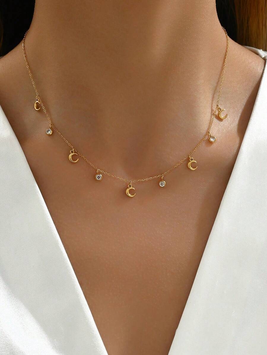 1pc Fashion Stainless Steel Necklace - Rose Gold - View 1