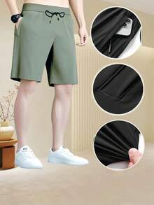 Kit 3 Bermuda Shorts For Men, Imported Shorts For Men, Polyamide, Ice Silk, Gym, Elastane, Casual, Quick Drying - 綠色 - 查看 4