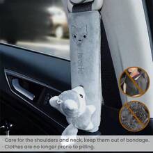Funda acolchada suave y mullida para el cinturón de coche con diseño de dibujos animados, adecuada para niños y mujeres