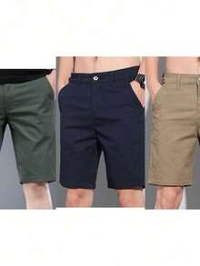 Kit 3 Men's Twill Bermuda Shorts - Blue - View 1