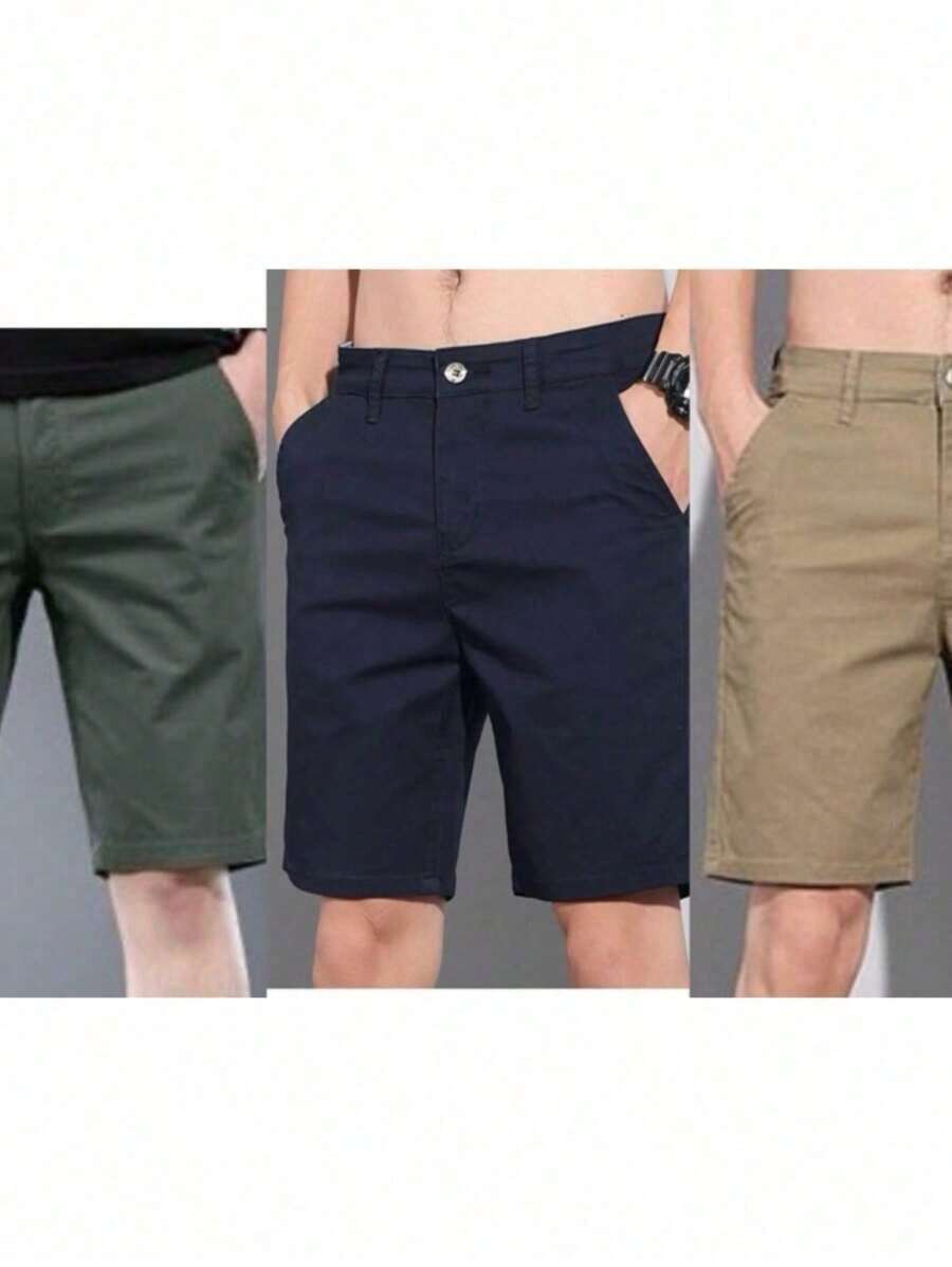Kit 3 Men's Twill Bermuda Shorts - Blue - View 1