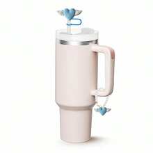 2pcs Straw Cover Set, Straw Cap + Pearl Chain, Pearl Chain Heart Wing Angel Wing Heart Straw Cap, Straw Cover Dust Cap - Multicolor - View 3