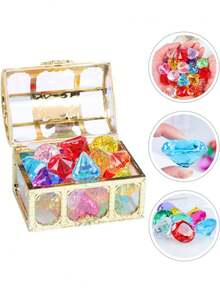 6/10/15件潜水宝石泳池玩具，钻石宝箱游泳宝石海盗潜水玩具套装，水下游泳玩具游戏礼品（金色） - 彩色 - 查看 3