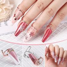 Dispensadores de botellas Wudu, juego de 20 anillos de uñas de presión sin pegamento, talla ajustable para uñas acrílicas, juego de uñas postizas de metal reutilizable para mujer, regalo de manicura DIY, color oro rosa y - 20 unidades:ororosayplata - Ver 2